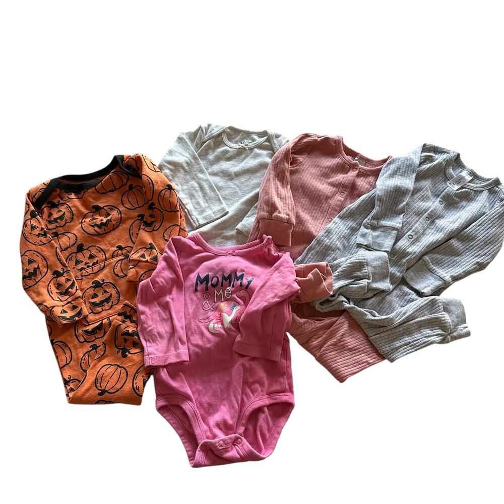 Baby Girl Clothing Bundle Size 12 Months Halloween Pumpkins Mommy & Me Dinosaurs